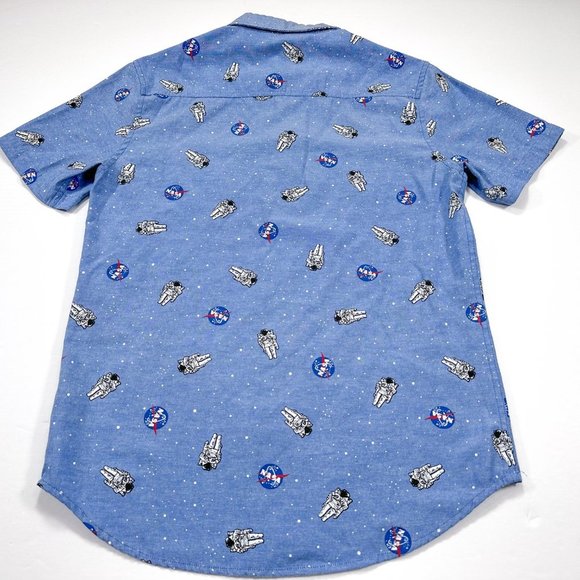 NASA Logo Shirt Small Button Down Short Sleeve Blue ASTRONAUTS Outer Space - Picture 4 of 4